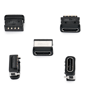 TYPE-C 4P 母座 板上兩腳插防水L=7.50 帶柱 IPX7 CH2.26新