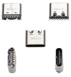 UC.01.63-11-0005--TYPE-C 6P母座直立式貼片H=6.5 帶中夾片