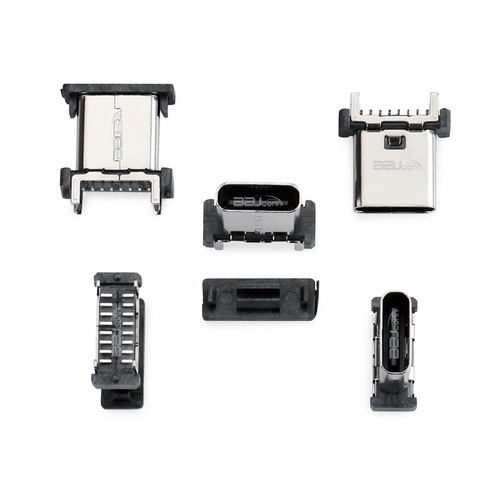 Type-C 16PIN母座 直立式 SMT 四腳插帶柱 H=8.8--UC.01.61-1K-0008_調(diào)整大小